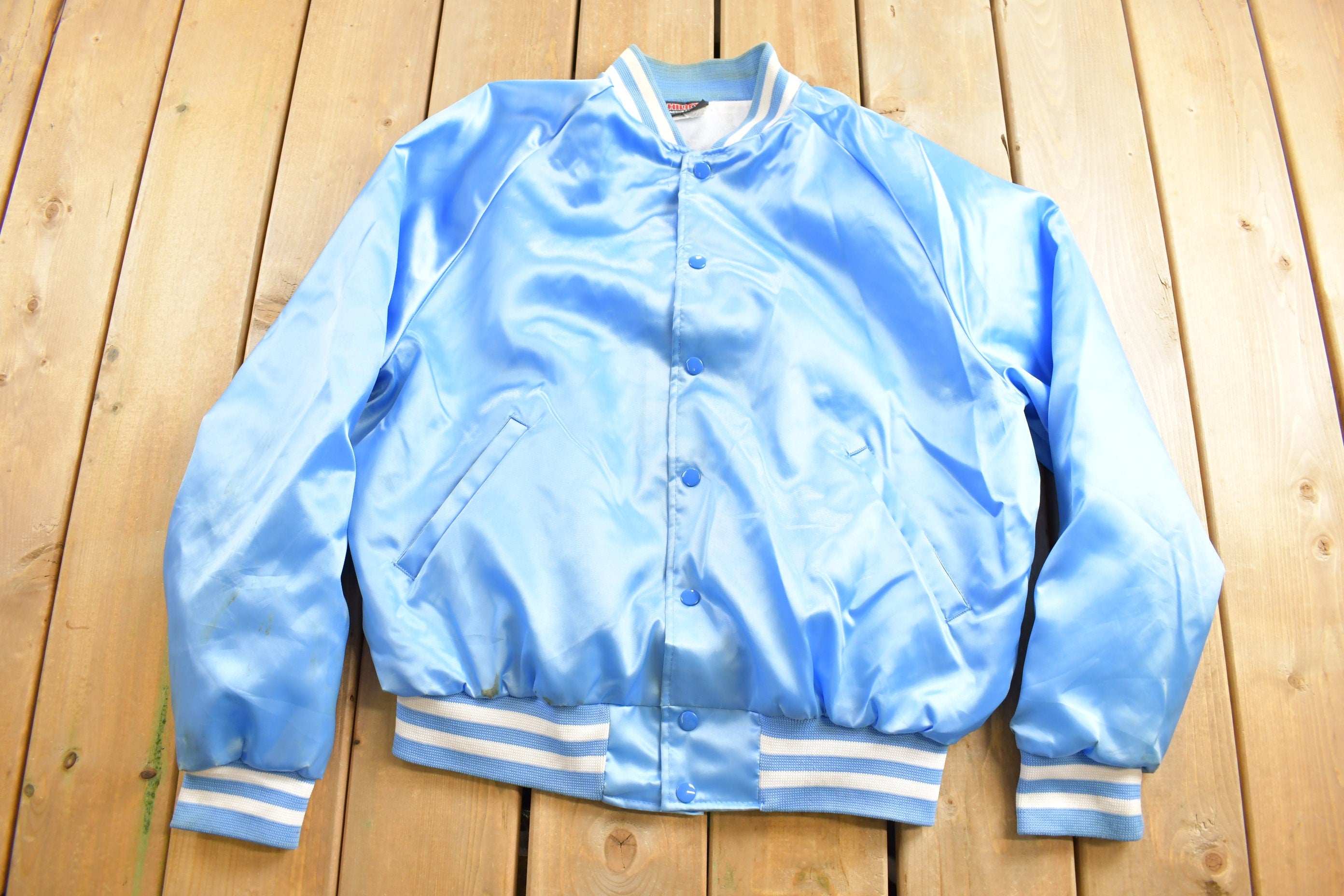 Vintage 1960s Hilton Korean War Veterans Satin Bomber Jacket