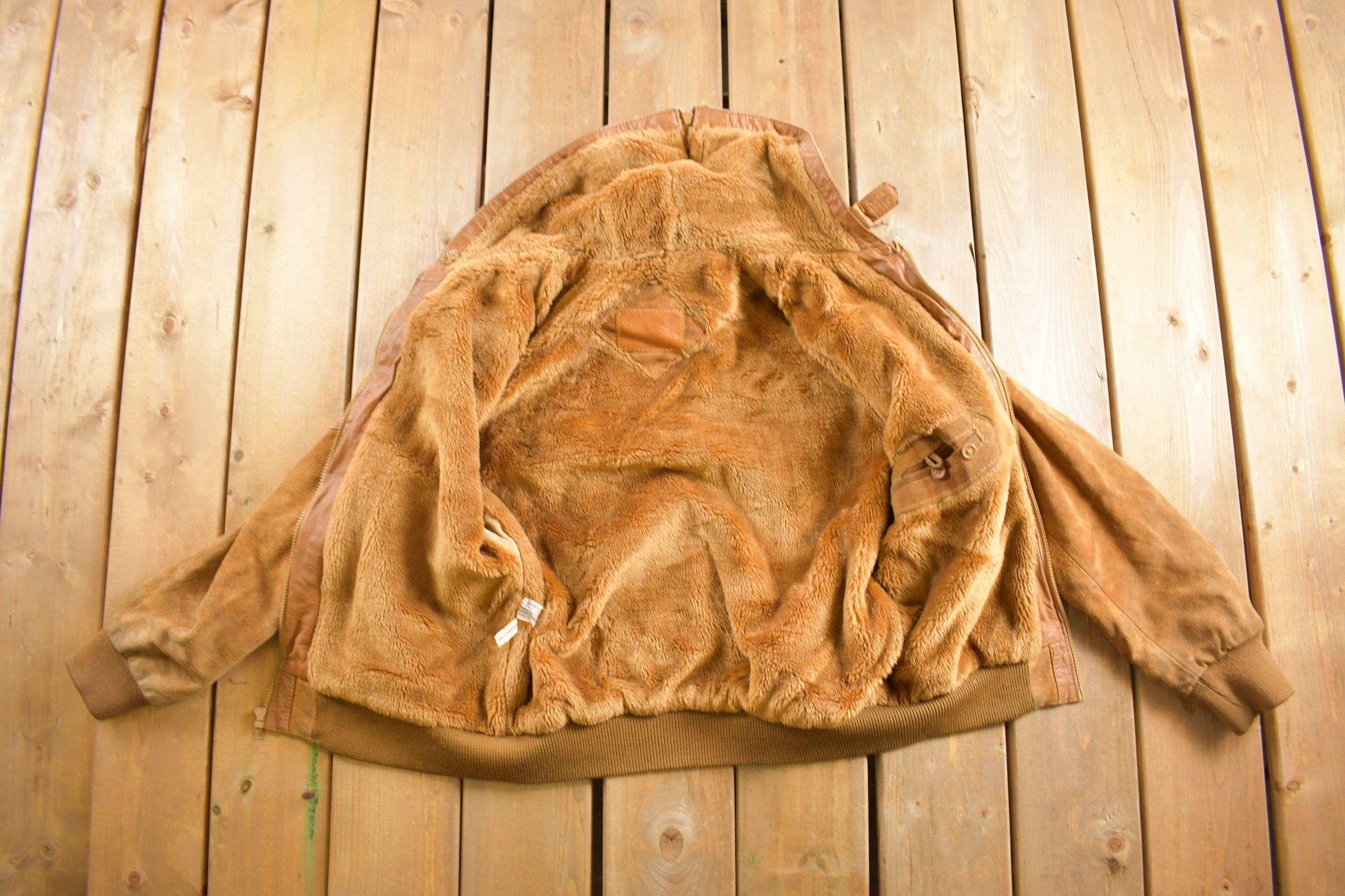 Vintage 1980s Sherpa Lined Suede Leather Jacket