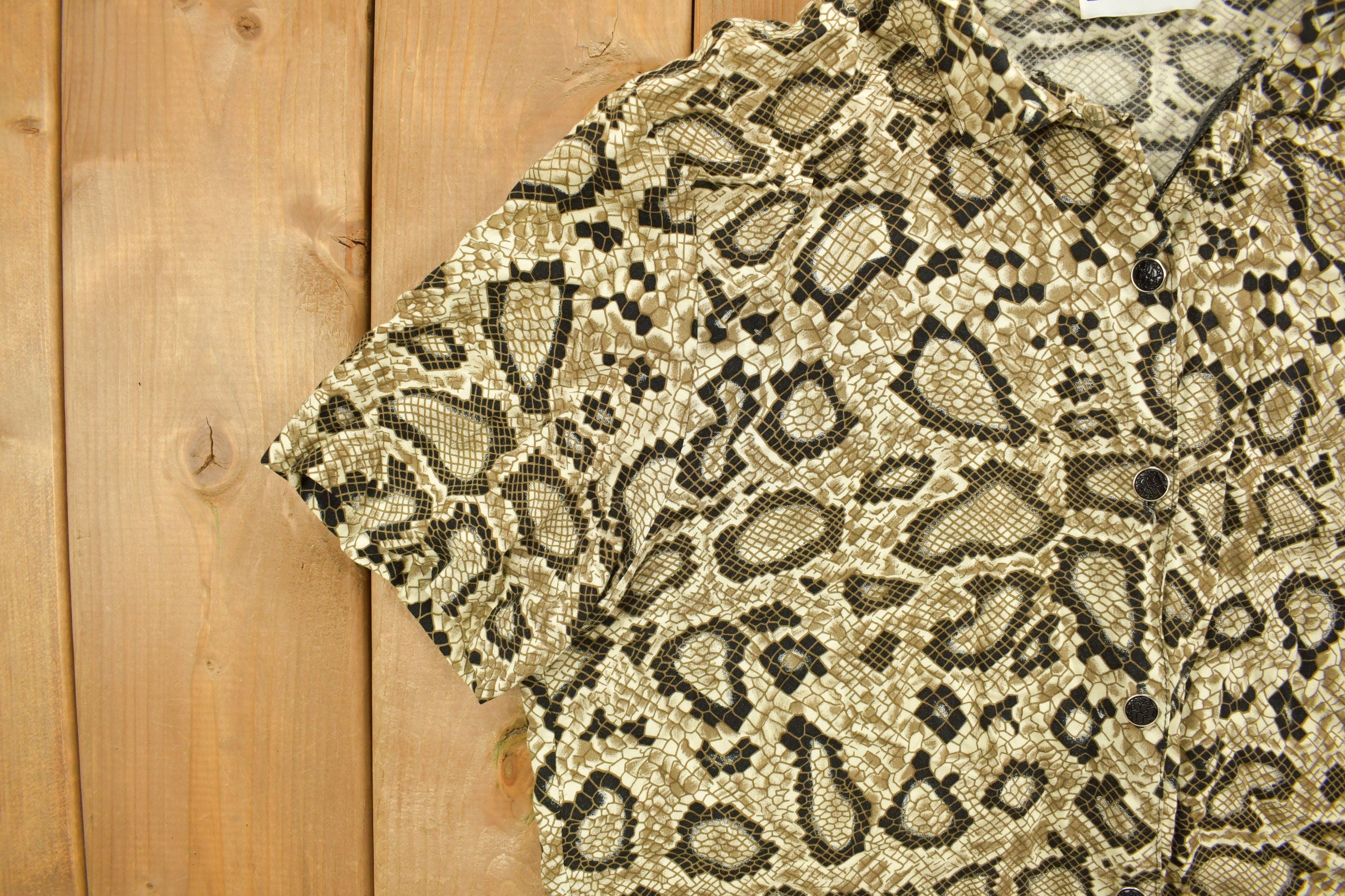 Vintage 1990s All Over Print Snake Style Button Up Shirt