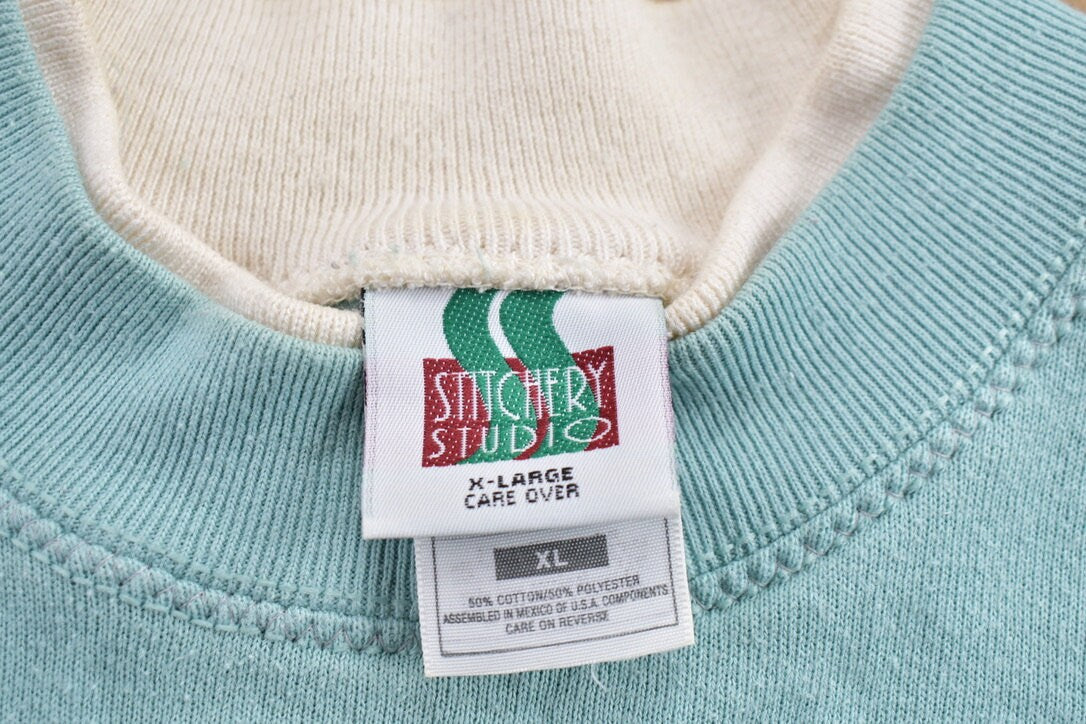 Vintage 1990s Stitchery Studio Birdhouse Theme Crewneck Sweater