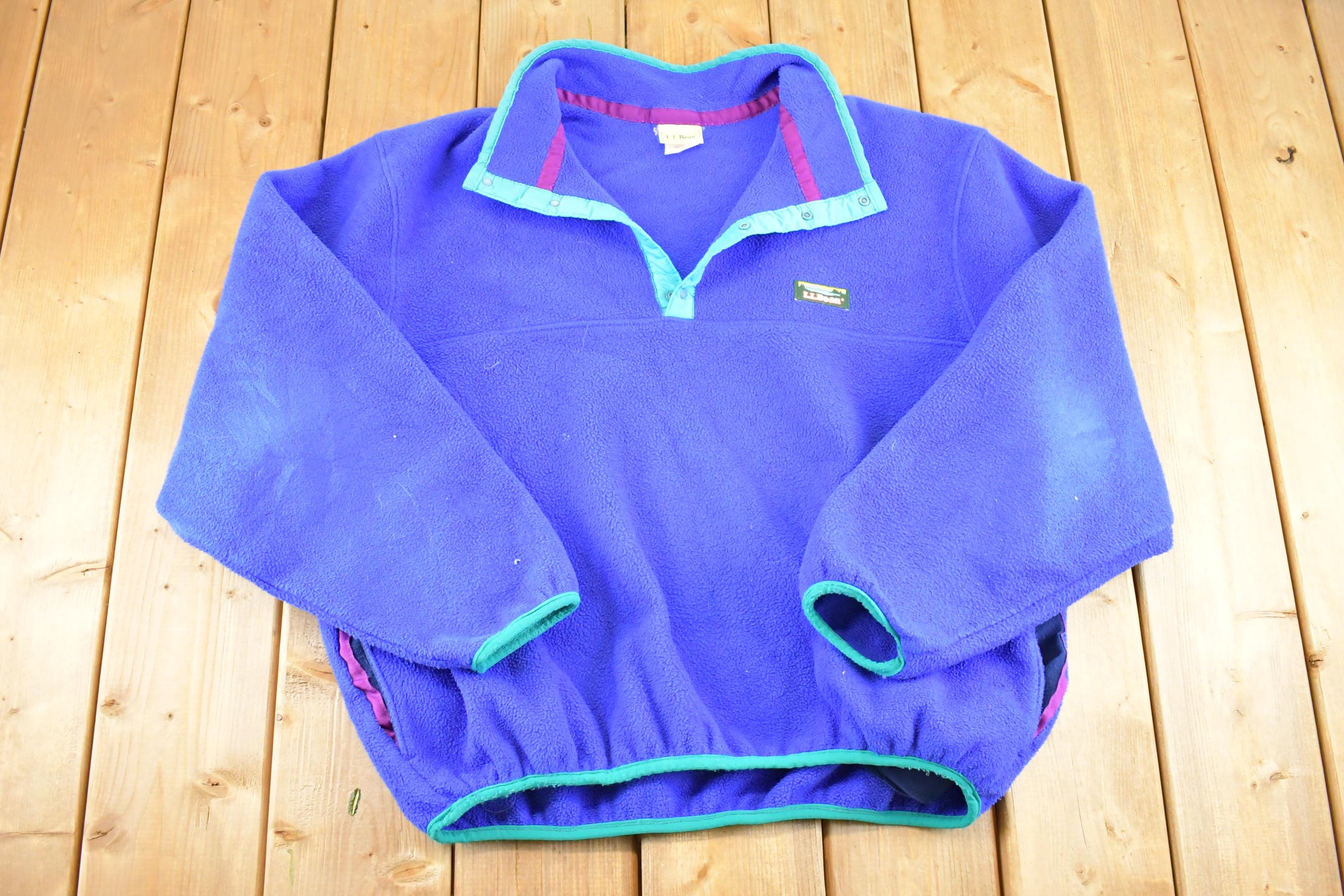 Vintage 1990s LL Bean Fleece Quarter Button Sweater Women's XL / Outdoorsman / 90s Outdoorsman Sweater / Fleece Hiking Zip up