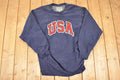 Vintage 1990s Steve And Barry's Embroidered USA Crossgrain Crewneck Sweatshirt Mens L