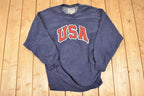 Vintage 1990s Steve And Barry's Embroidered USA Crossgrain Crewneck Sweatshirt Mens L