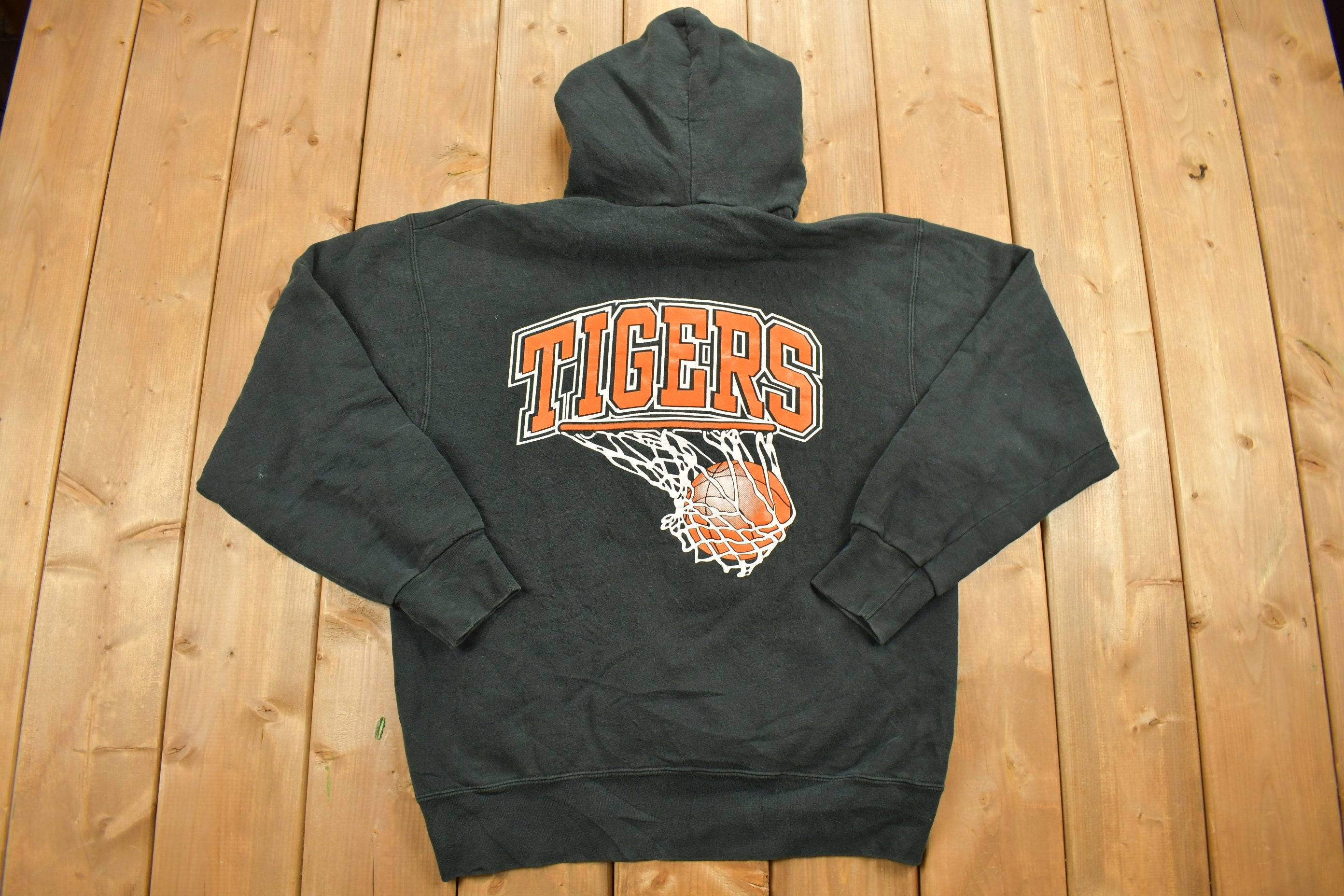 Vintage 1990s Amherst Tigers Basketball Graphic Hoodie