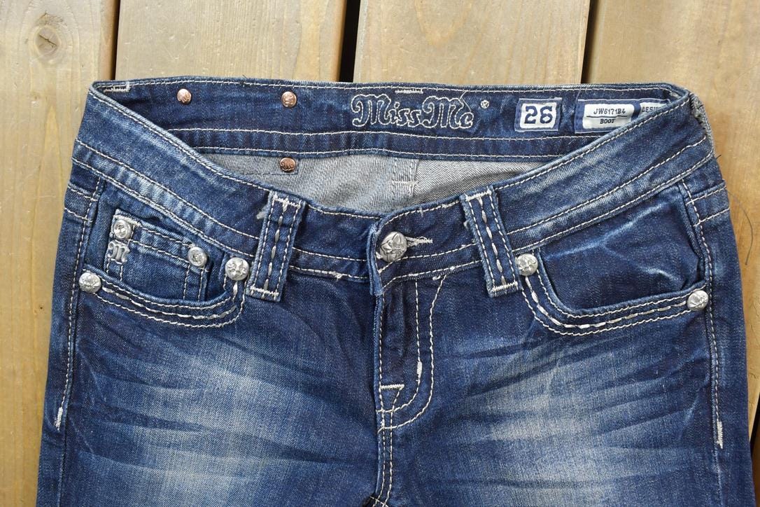 Vintage Y2K Miss Me Bedazzled Low Rise Jeans Size 26x31