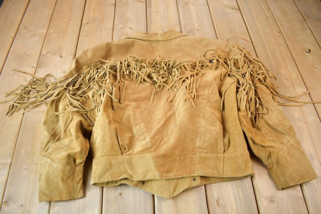 Vintage 1990s Du Sault Brown Suede Fringe Jacket