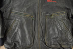 Vintage 1990s Wilson Golf & Tennis Team Embroidered Leather Bomber Jacket Size 46