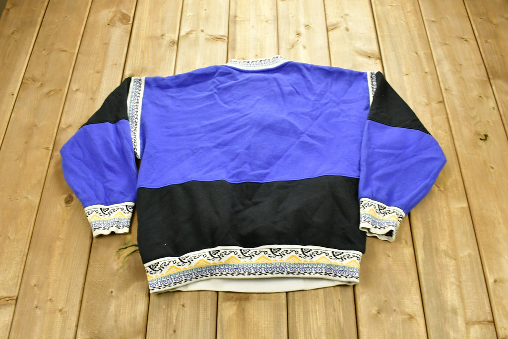 Vintage 1990s Abstract Aztec Quarter Zip Crewneck Sweatshirt