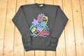 Vintage 1990s Meridian 1 Neon Phone Graphic Print Crewneck Sweatshirt Men's L / Made In USA / 90's Destination Sweater