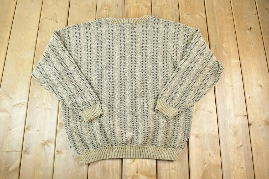 Vintage 1990s Tundra Canada Knit Abstract Pattern Crewneck Sweater Made In Canada