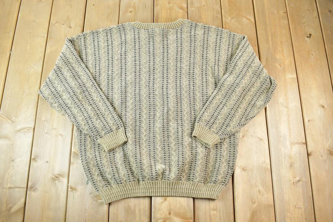 Vintage 1990s Tundra Canada Knit Abstract Pattern Crewneck Sweater Made In Canada