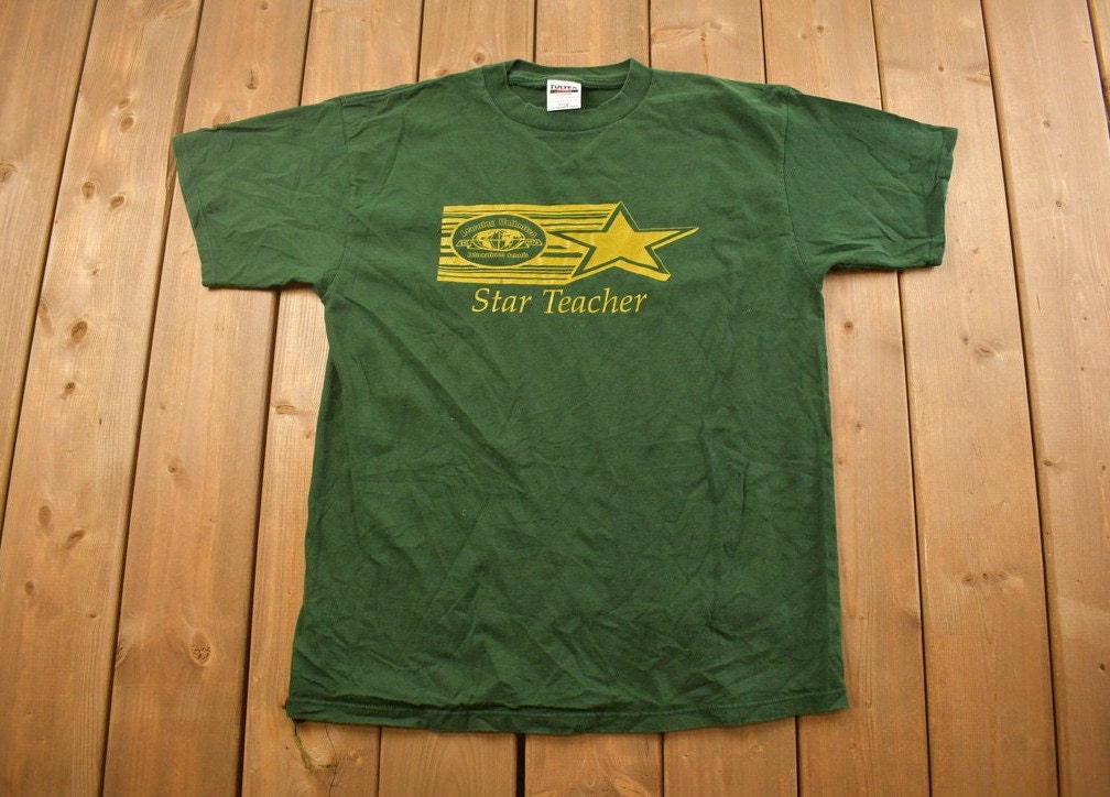 Vintage 1990s Learning Unlimited Star Teacher Graphic T Shirt