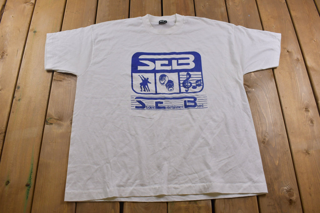 Vintage 1990s Student Entertainment Board Graphic T-Shirt