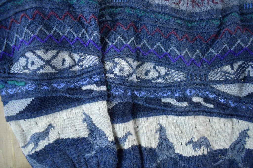 Vintage 1990s Bella Wool Knit Abstract Pattern Crewneck Sweater