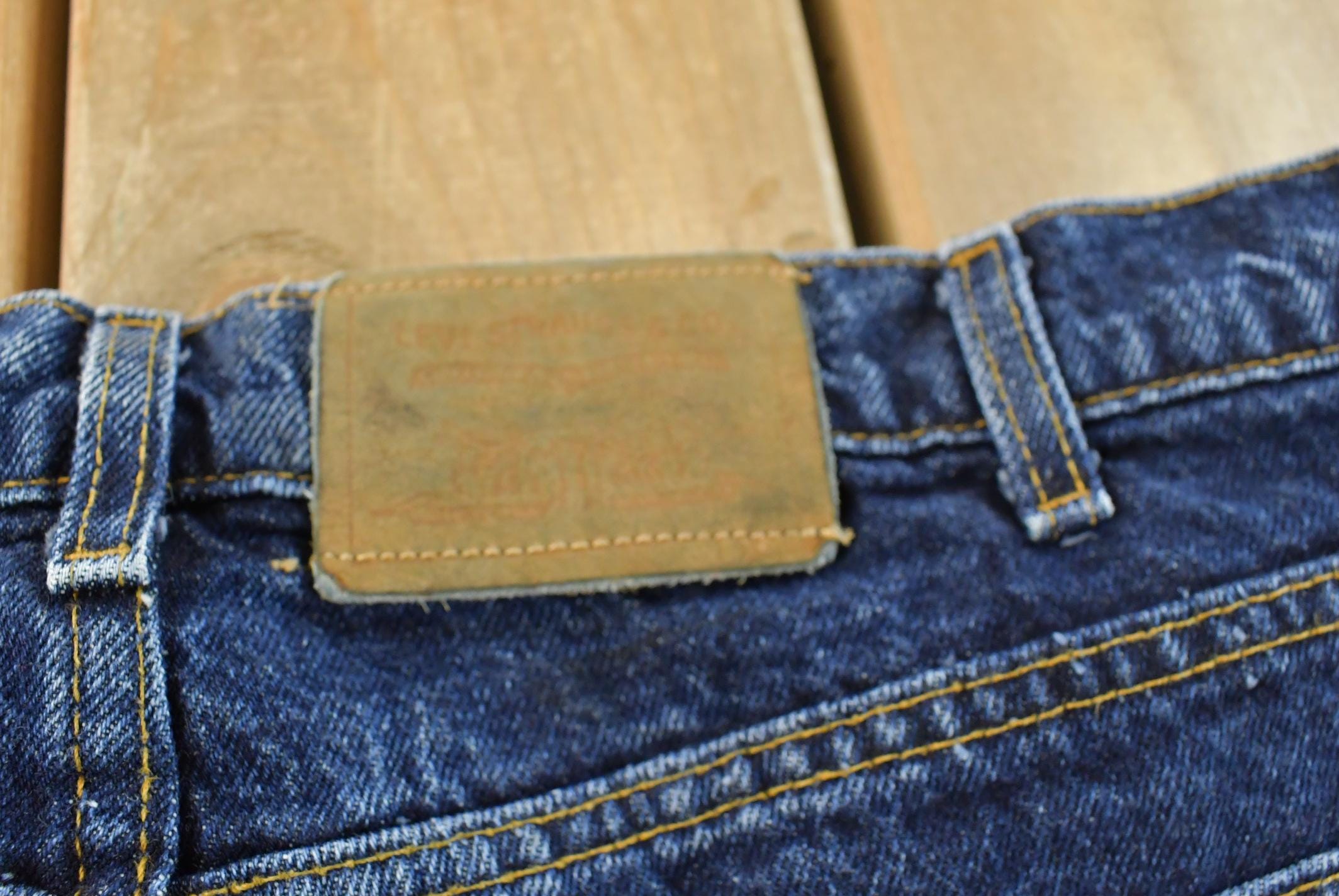 Vintage 1990s Levi's Two Horse Leather Tab Denim Dark Blue Jeans Men's 34 x 28 / 90s Levi's / Streetwear / Made in USA