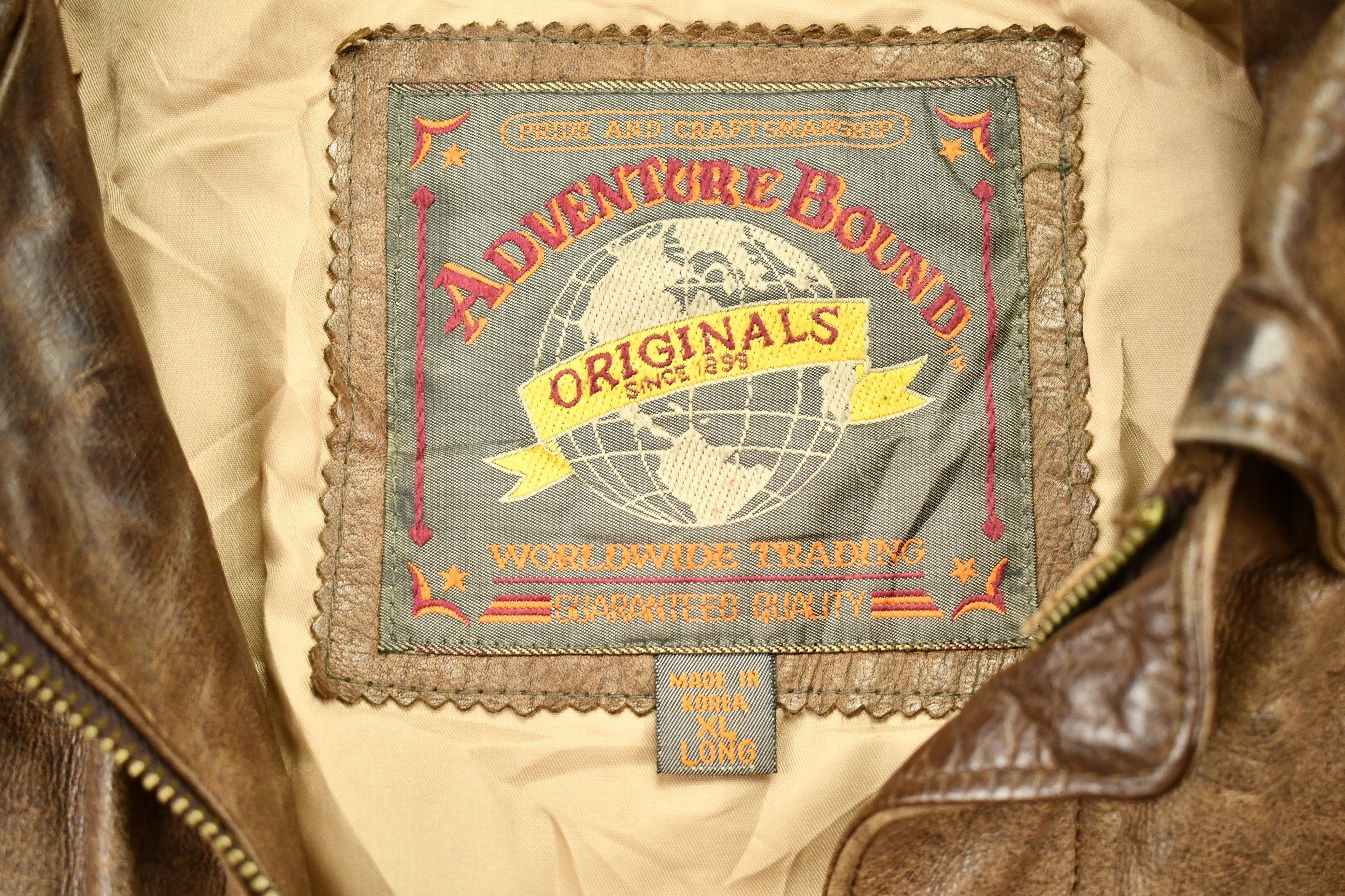 Vintage 1990s Adventure Bound Leather Varsity Jacket