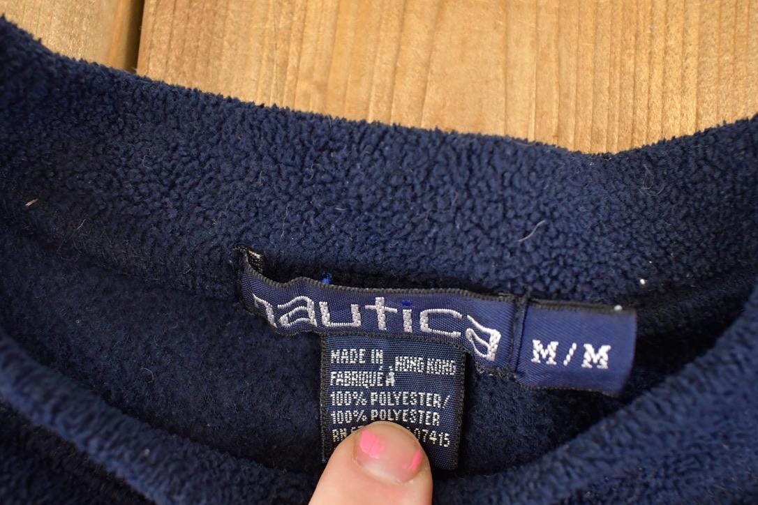 Vintage 1990s Nautica Fleece Full Zip Sweater Men's