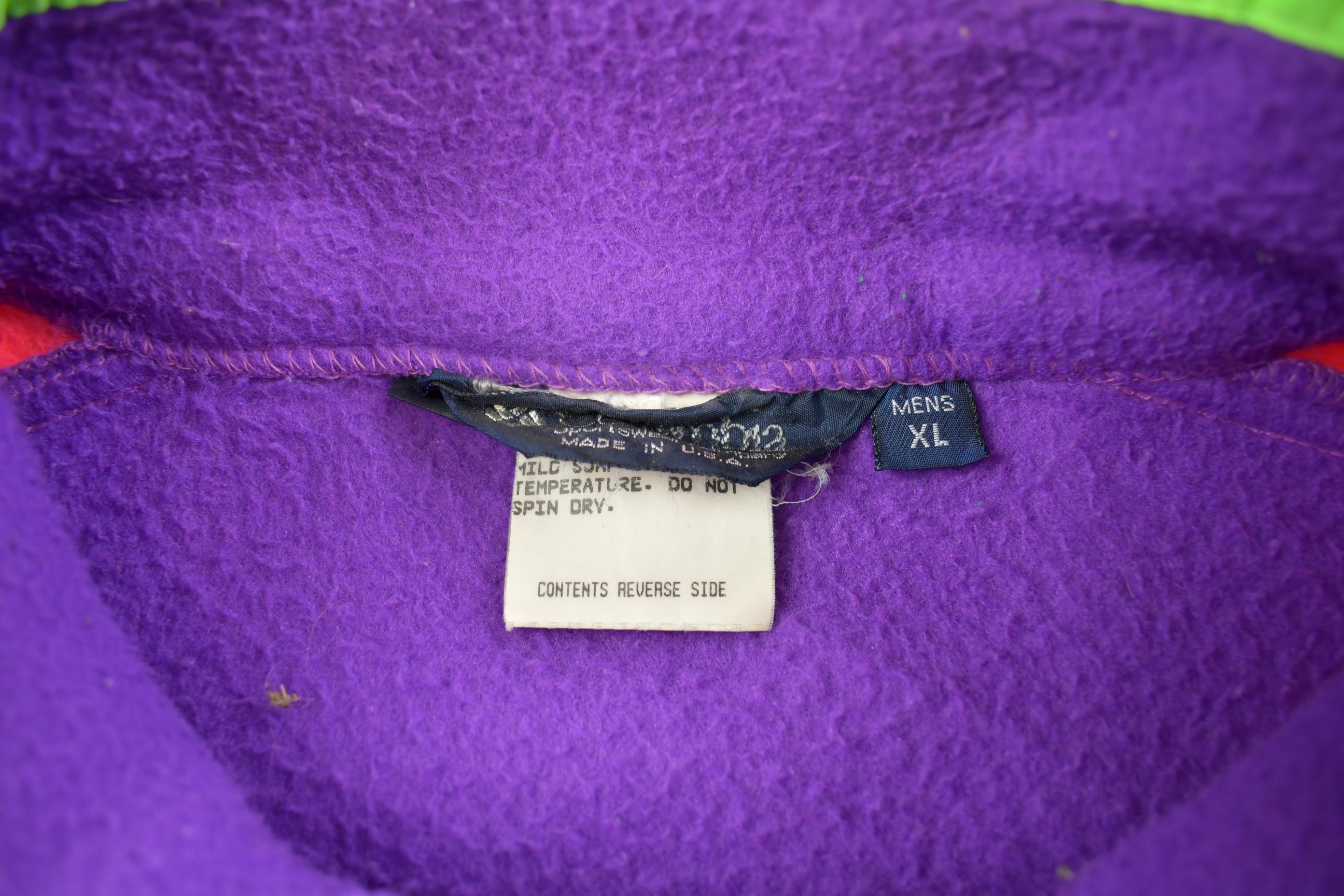 Vintage 1990s Columbia Colorful Fleece Sweater Made In USA