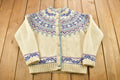 Vintage 1990s Woolrich Woman Knitted Wool Snowflake Cardigan Sweater