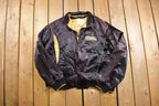 Vintage 1980s MGM Grand Las Vegas Satin Jacket  Made In USA  Embroidered  Streetwear  Zip Up  Lion's Head