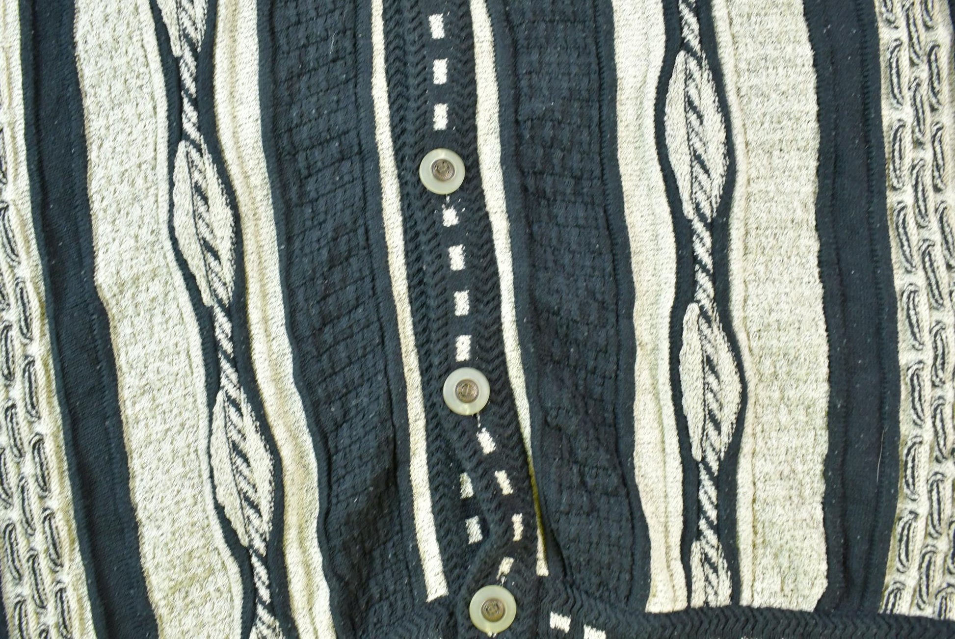 Vintage 1990s Tosani 3D Colored Cable Knit Cardigan Knit Sweater