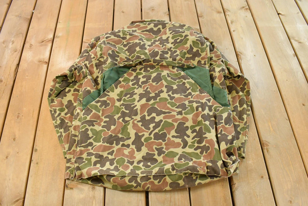 Vintage 1970s Duck Camo Canvas Hunting Jacket Men's L