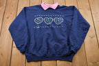 Vintage 1990s Heart Embroidered Collar Crewneck