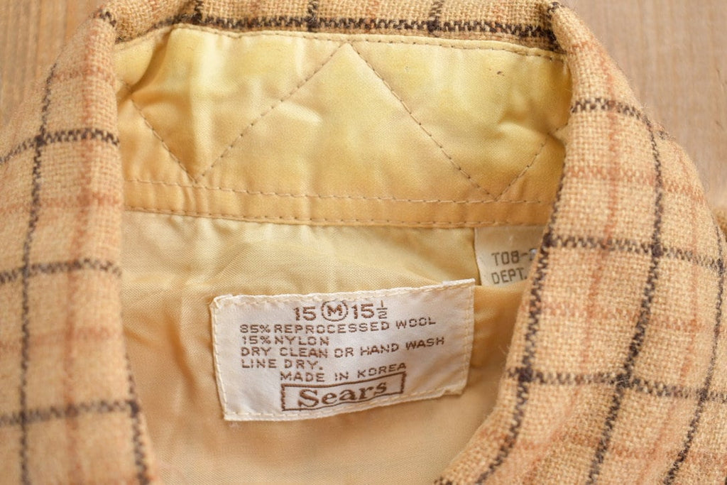 Vintage 1990s Sears Plaid Wool Flannel Button Up Shirt