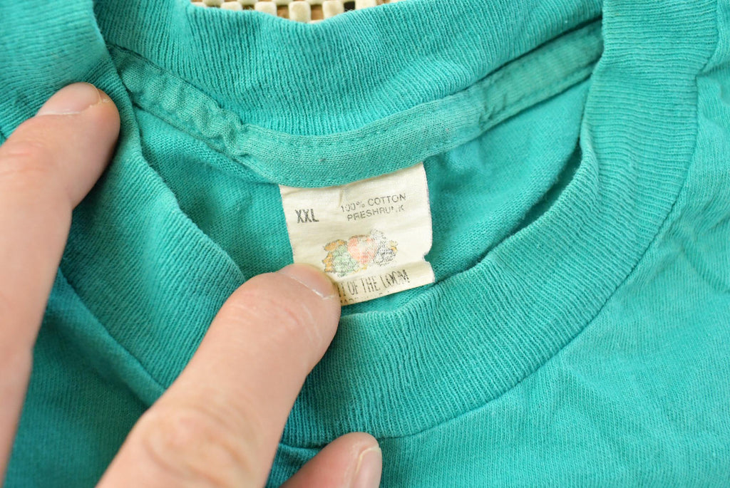 Vintage 1990s Fruit of the Loom Blank Teal Pocket T-Shirt Men's L