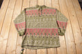 Vintage 1990s Impact All Over Print Quarter Zip Fleece Sweater Size Medium