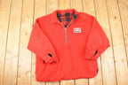 Vintage 1990s Marlboro Unlimited Plaid Collar Quarter Zip Fleece Outdoorsman Sweater Men's XL