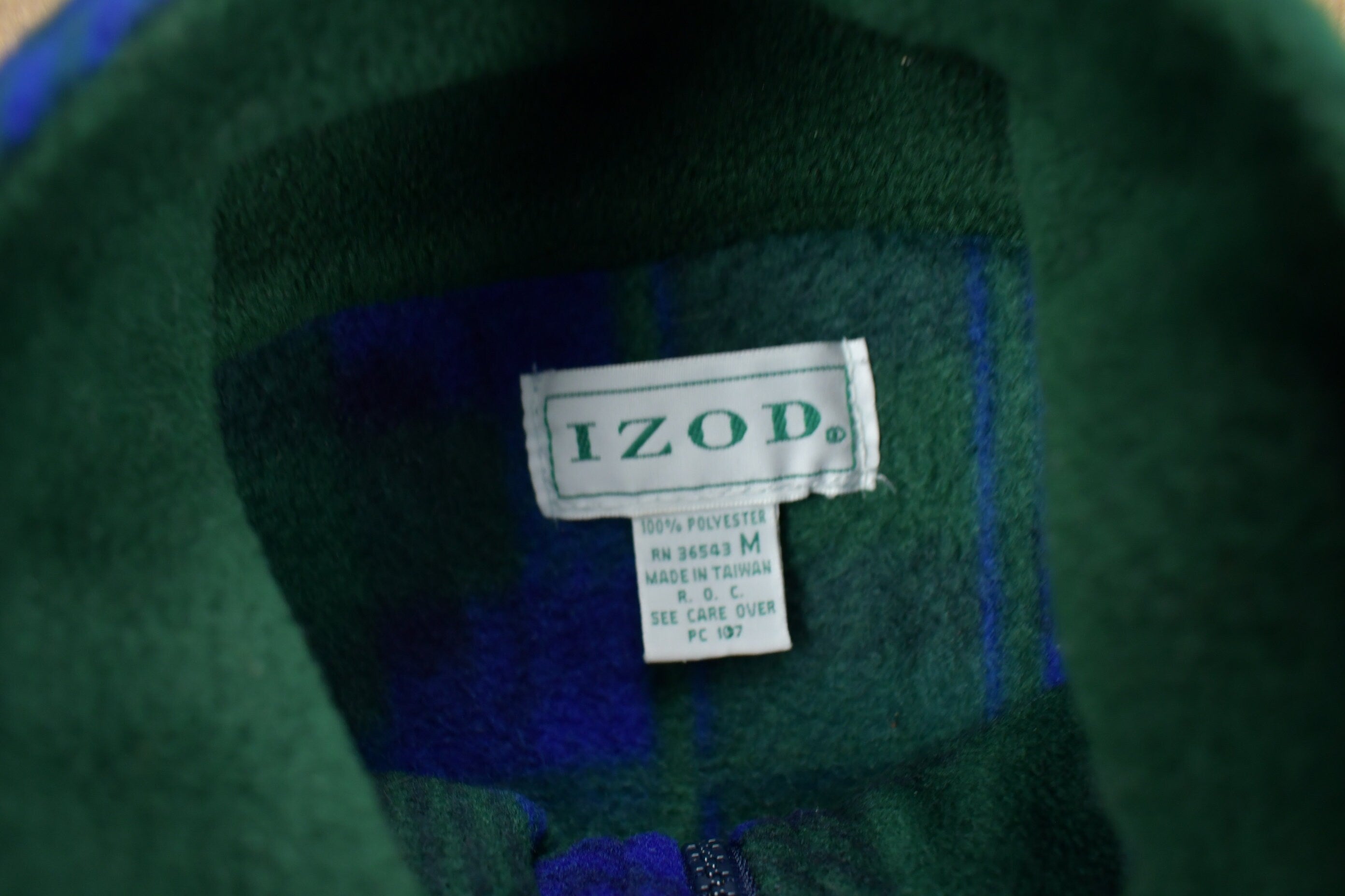 Vintage 1990s IZOD Quarter Zip Plaid Fleece Sweater