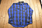 Vintage 1990s Blue And Black Plaid Flannel Button Up Shirt