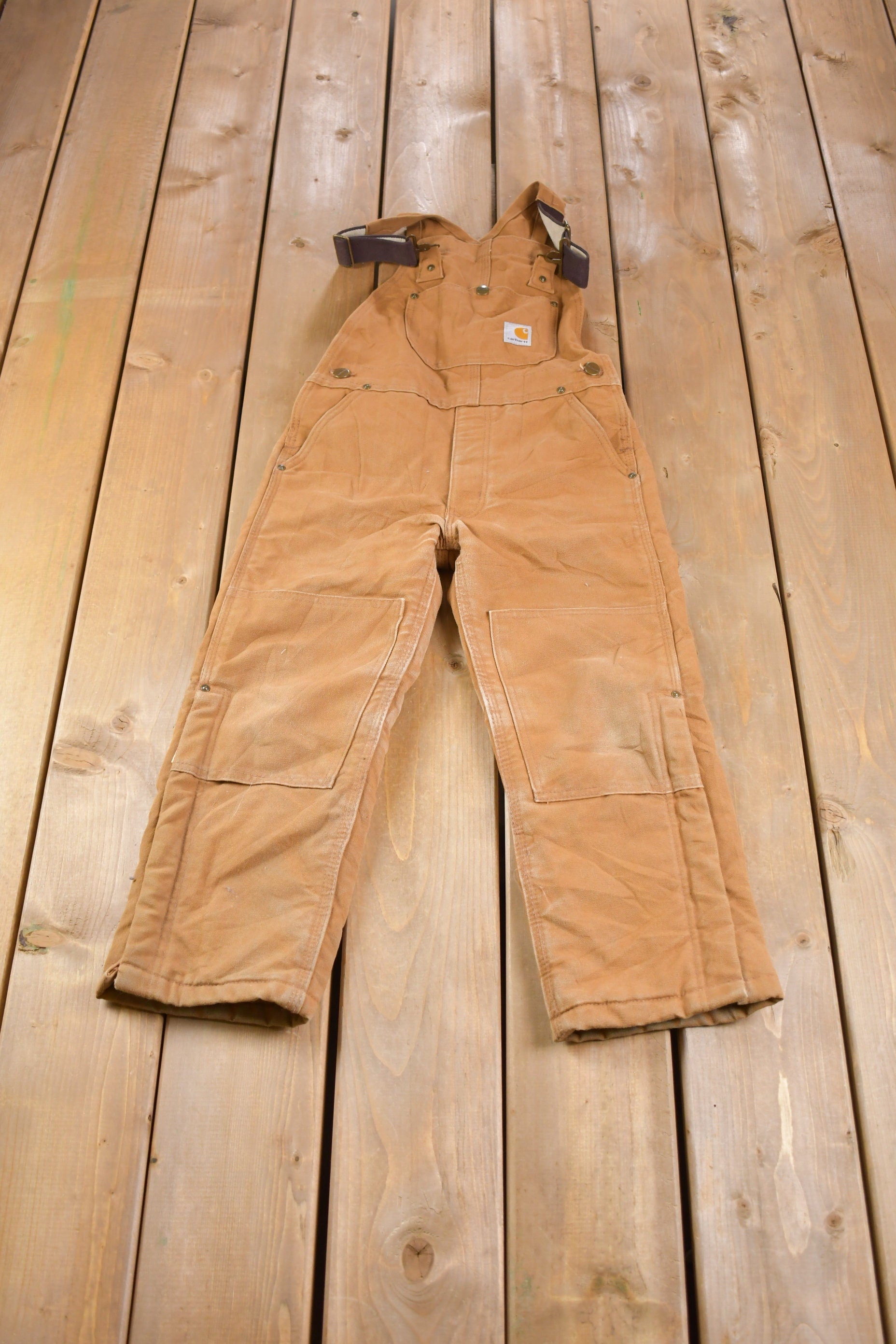 Vintage 1990s Carhartt Double Knee Canvas Overalls Size 27 x 21