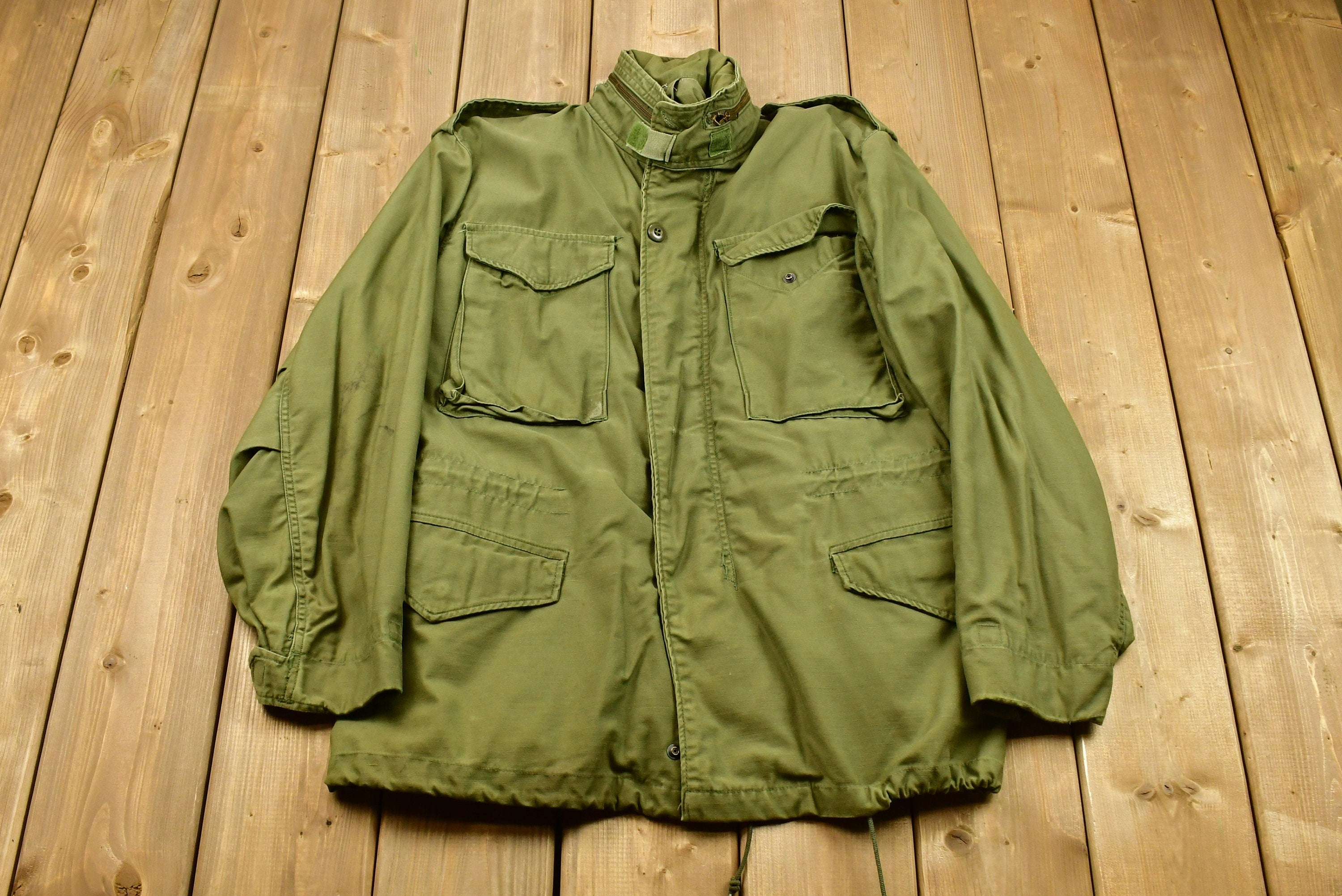 Vintage 2000 Military Button Up Jacket Army Green
