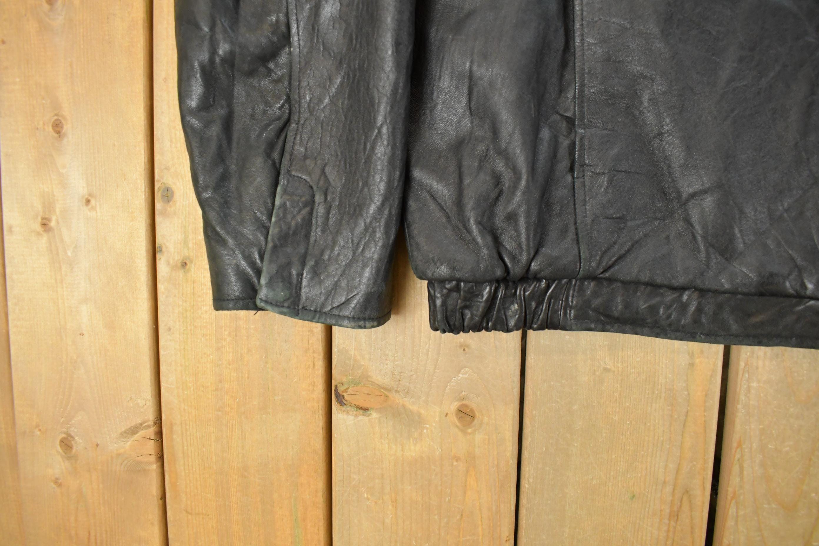 Vintage 1990s L.A. Leather Bomber Flight Jacket Men's XL