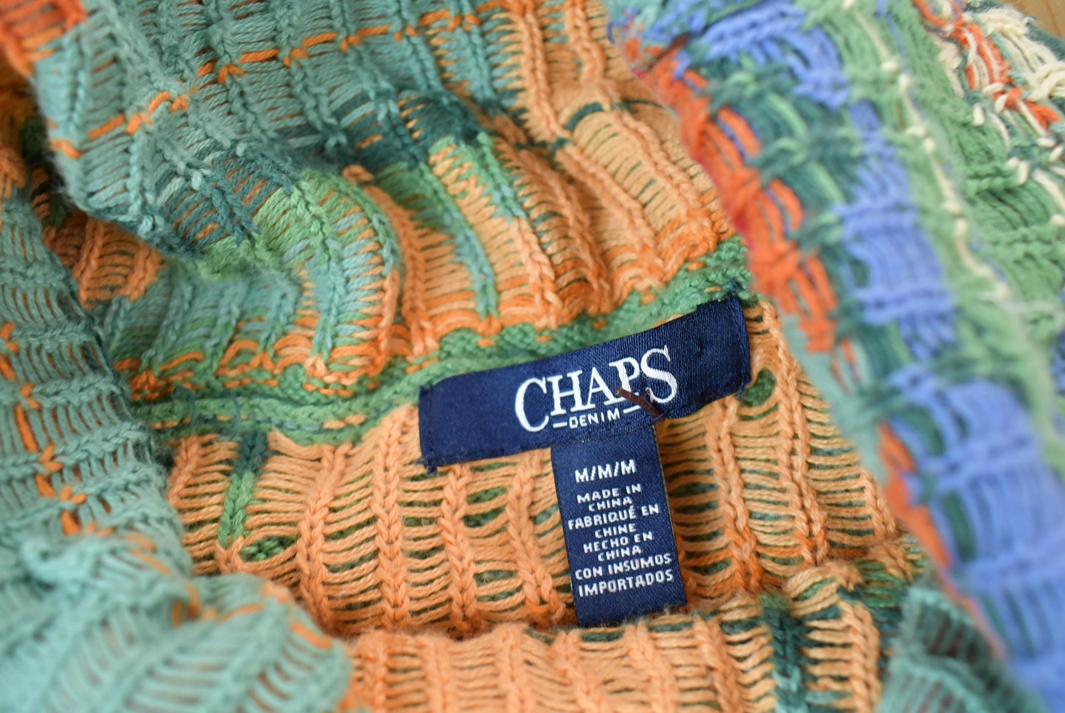 Vintage Y2K Chaps Aztec Pattern Knit Turtleneck Sweater Size M