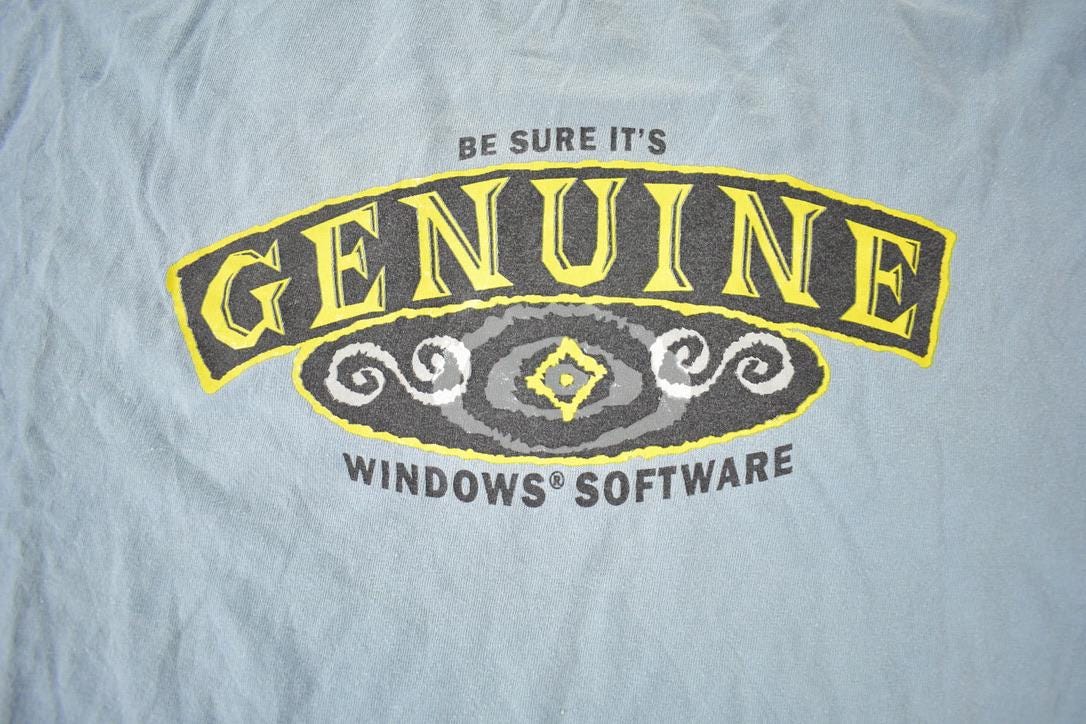 Vintage 1990s Genuine Windows Software Graphic T Shirt Made In USA