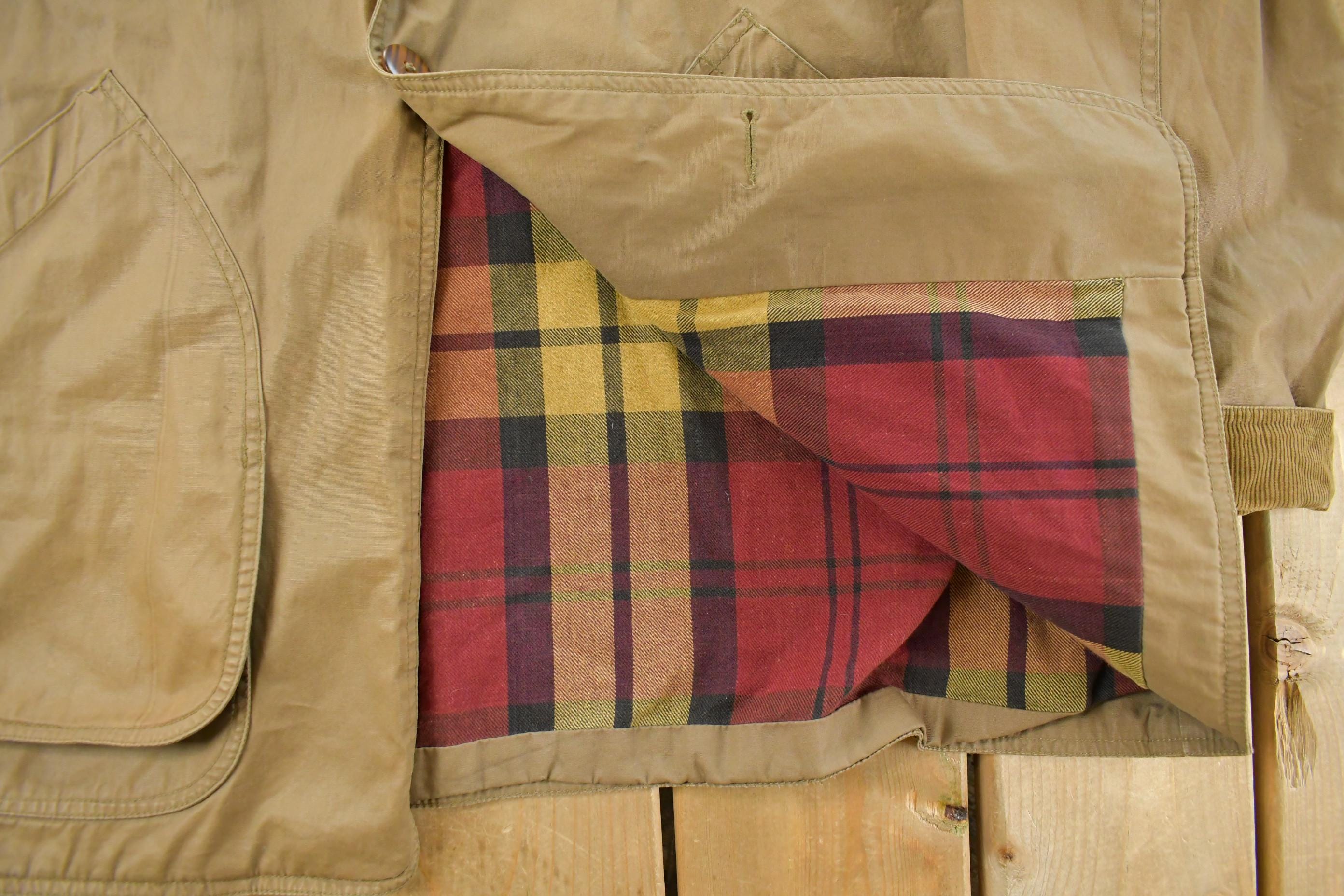 Vintage 1990s J. Crew Plaid Lined Chore Coat Men's Large