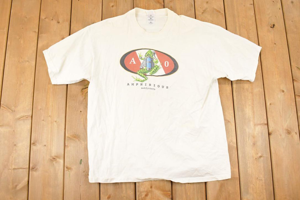 Vintage 1990s Amphibious Outfitters Scuba Frog Souvenir T-Shirt Men's L