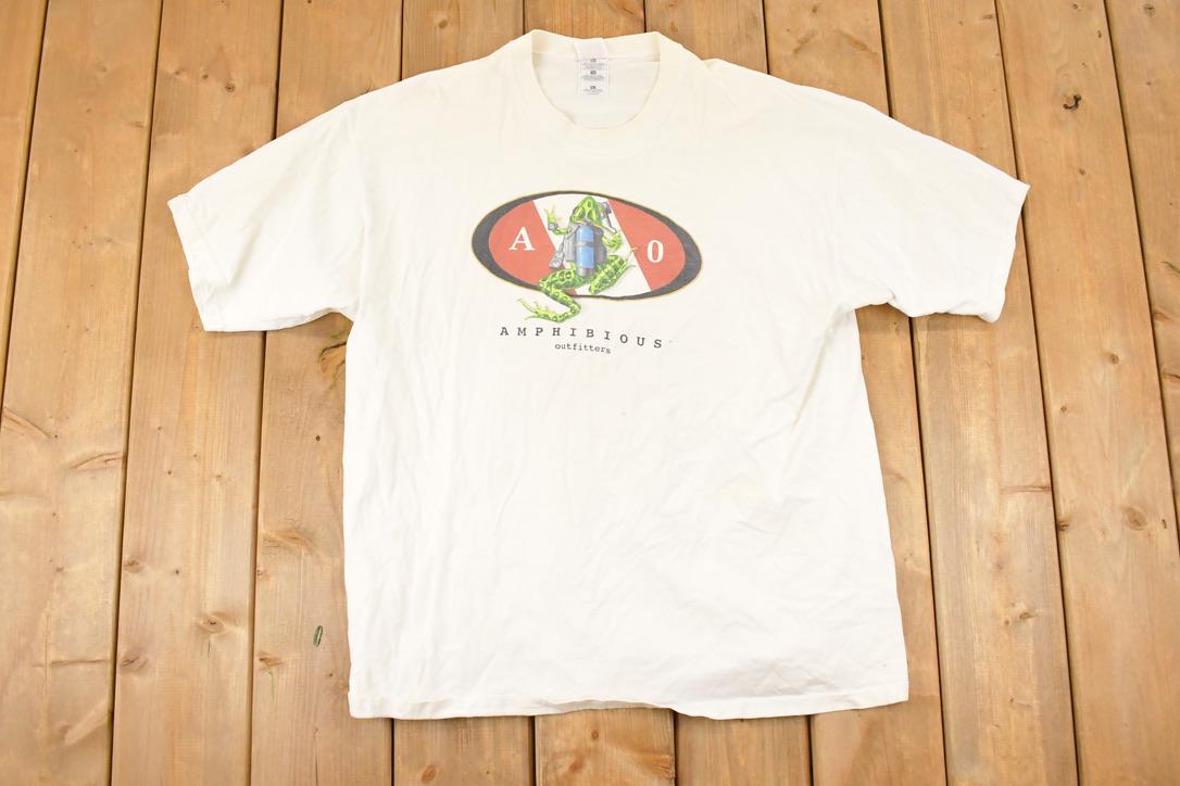 Vintage 1990s Amphibious Outfitters Scuba Frog Souvenir T-Shirt Men's L