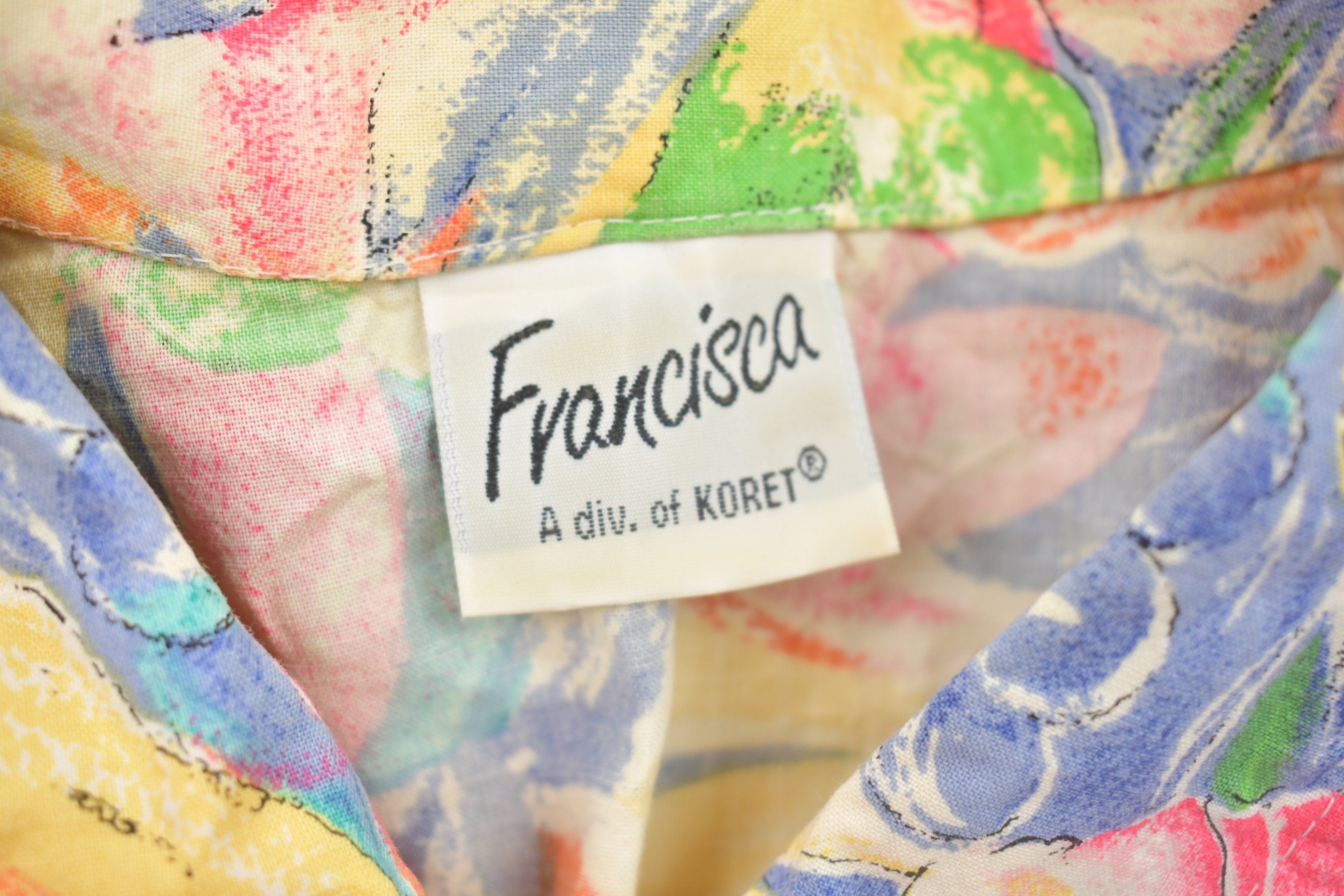 Vintage 1990s Flowers & Fruit All Over Print Button Up Shirt
