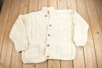 Vintage 1990s Venicia Imports 100% Wool Cable Knit Cardigan Sweater