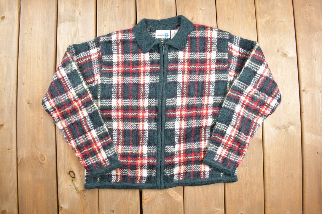 Vintage 1990s Paul Harris Design Knit Zip Up Mohair Sweater