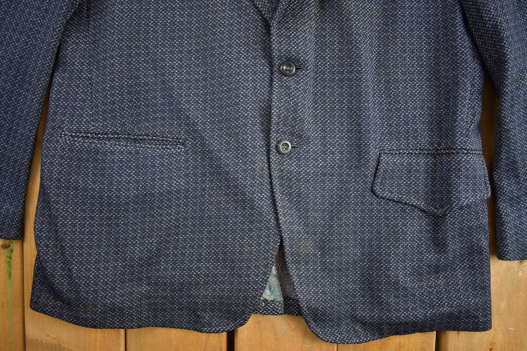 Vintage 1990s College Town Boston Blue Button Up Blazer Jacket