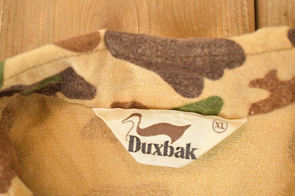Vintage 1970s Duxbak Camo Button Up Shirt Men's L