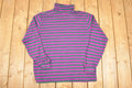 Vintage 1990s Trend Basics Striped Turtleneck Sweatshirt Mens L