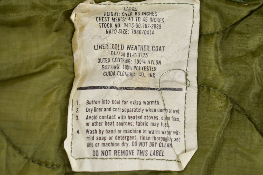 Vintage 1990s Military M65 Jacket Lining