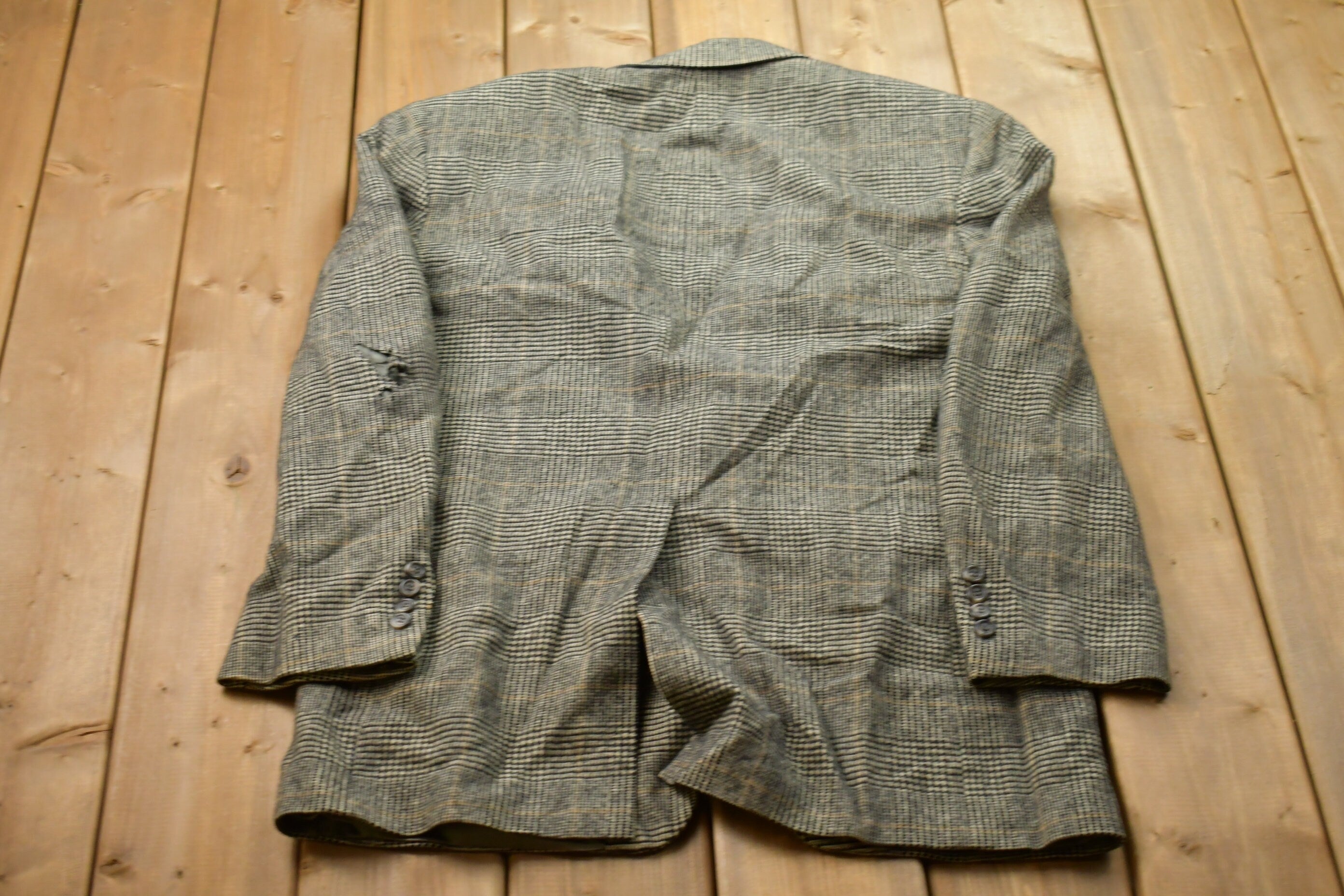 Vintage 1990s 100% Wool Plaid Blazer Jacket
