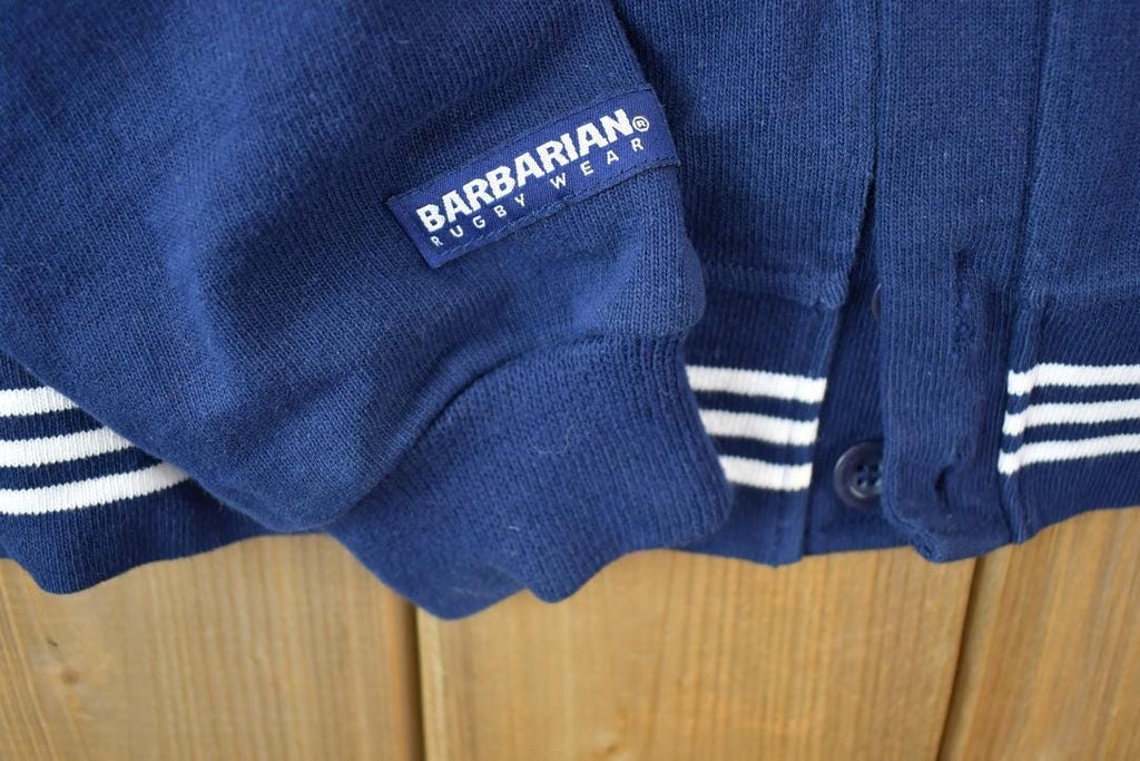 Vintage 1990s Pickering College Heavy Knit Barbarian Cardigan Collegiate Embroidered Knit